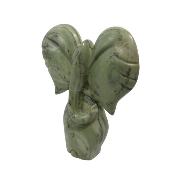 Stone Elephant Hand Carved from Butter Jade Stone in Zimbabwe Africa Signed 9" - Picture 8 of 10